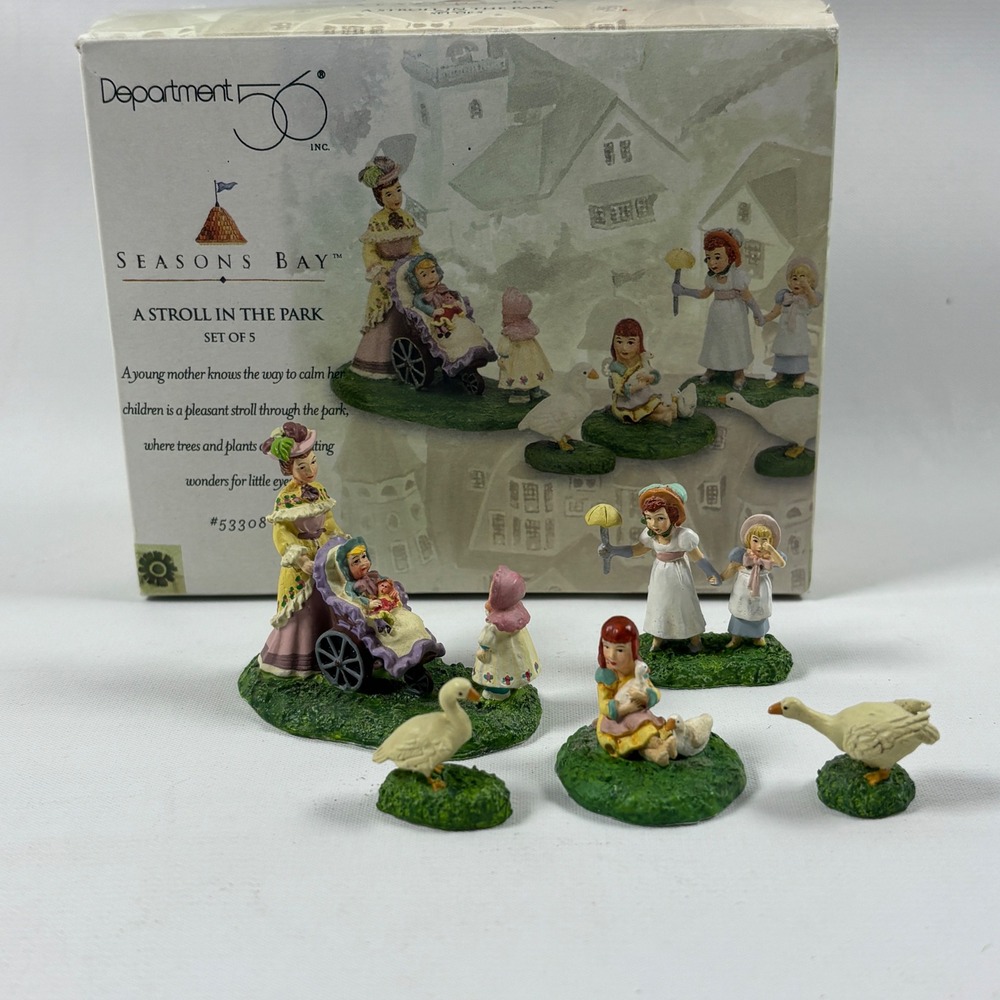 Dept 56 Seasons Bay A Stroll In The Park Set of 5 Village Figurines 53308